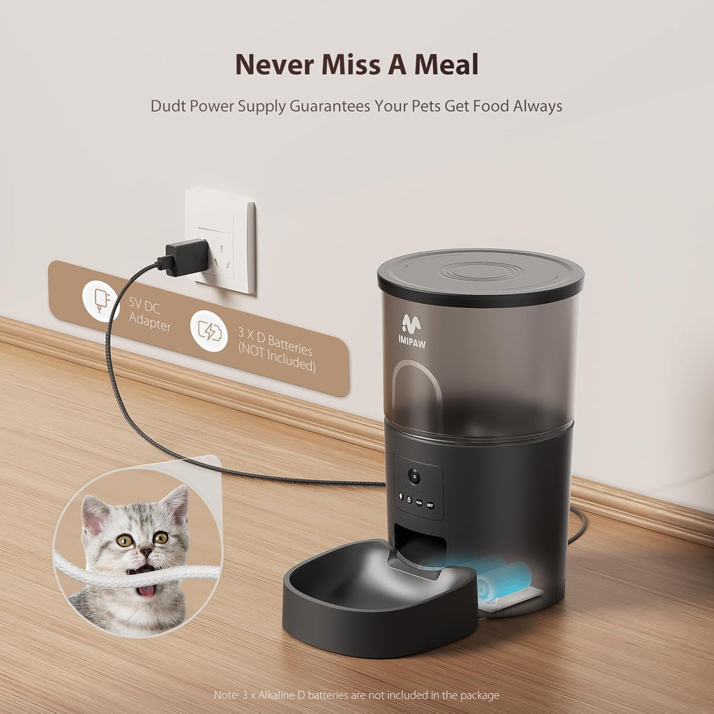 5L Smart Automatic Cat Feeder with AI Camera, Pet Recognition, Night Vision, 2.4GHz & 5GHz WiFi App Control, Two-Way Audio, Timed Feeding, Desiccant System for Small Pets