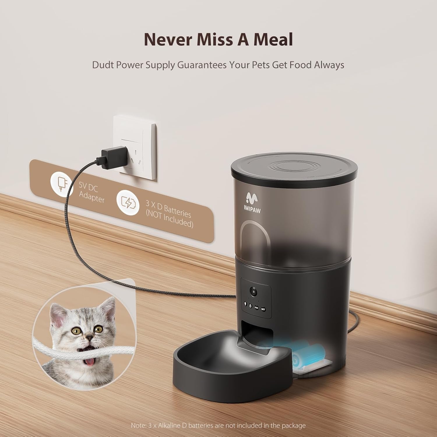5L Smart Automatic Cat Feeder with AI Camera, Pet Recognition, Night Vision, 2.4GHz & 5GHz WiFi App Control, Two-Way Audio, Timed Feeding, Desiccant System for Small Pets