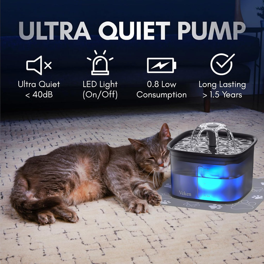Innovation Award Winner Pet Fountain - 95oz/2.8L Automatic Cat Water Fountain and Dog Water Dispenser with Replacement Filters for Multiple Pets