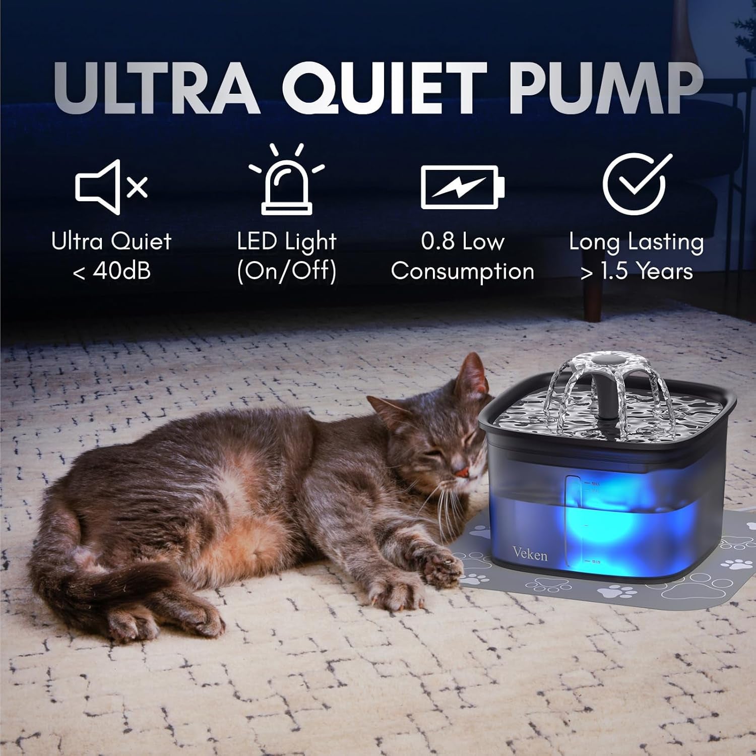 Innovation Award Winner Pet Fountain - 95oz/2.8L Automatic Cat Water Fountain and Dog Water Dispenser with Replacement Filters for Multiple Pets
