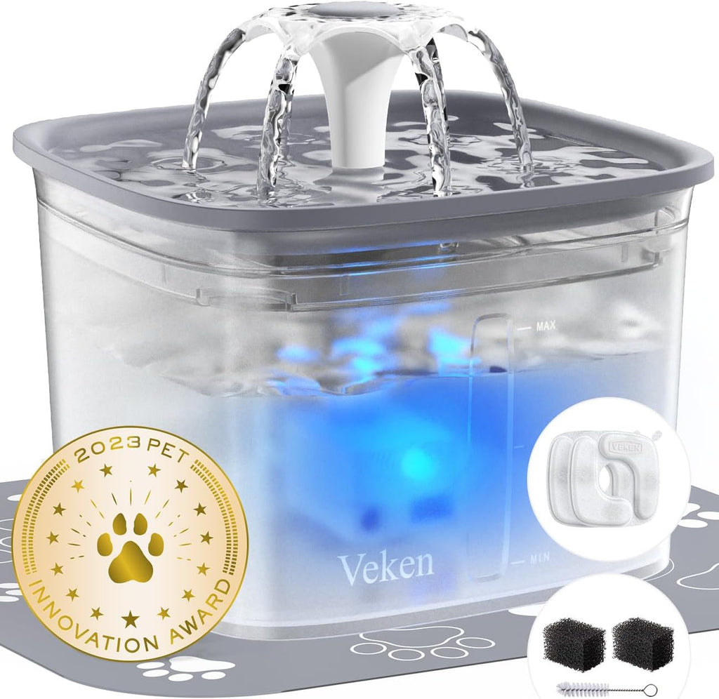 Innovation Award Winner Pet Fountain - 95oz/2.8L Automatic Cat Water Fountain and Dog Water Dispenser with Replacement Filters for Multiple Pets