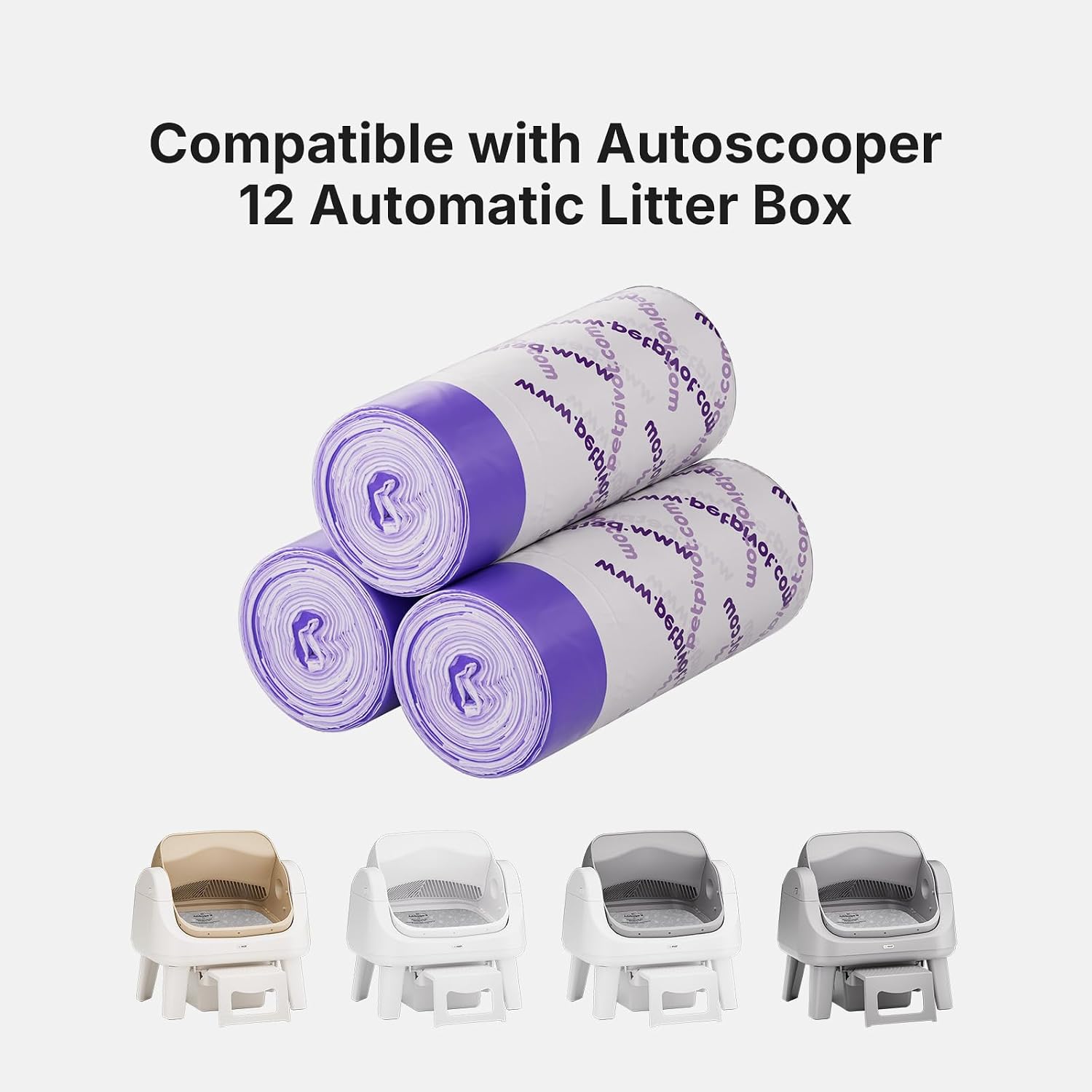 60 Count Autoscooper 12 Replacement Litter Bags, 22" X 12" Heavy-Duty Leak-Proof Drawstring Liners, Compatible with Autoscooper 12 Automatic Cat Litter Box（ Not Compatible with Autoscooper 11 ）