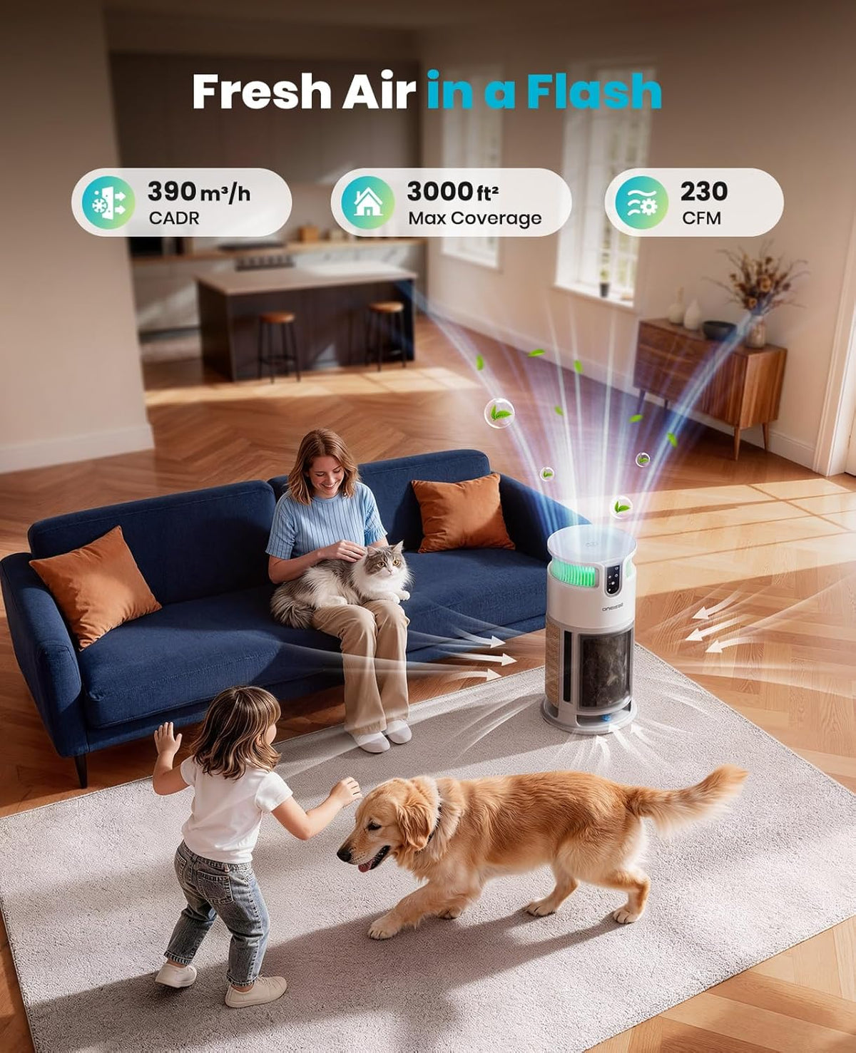 Petasium PP04 Pet HEPA Air Purifier for Large Rooms