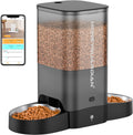 Automatic WiFi Cat Feeder for Two Cats, 5L Smart Food Dispenser with App Control, Dual Stainless Steel Bowls, 2.4GHz & 5GHz WiFi, Dual Power Supply, 10-Second Voice Recording & Desiccant for Fresh Fooی