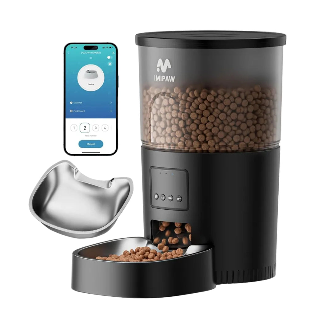 5L Smart Automatic Cat Feeder with AI Camera, Pet Recognition, Night Vision, 2.4GHz & 5GHz WiFi App Control, Two-Way Audio, Timed Feeding, Desiccant System for Small Pets