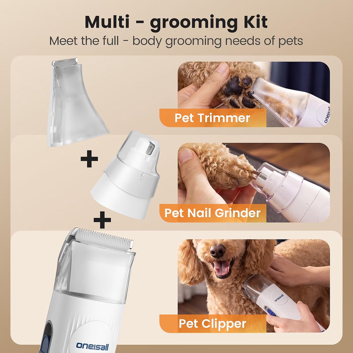 7-in-1 Dog Grooming Kit with Low-Noise Pet Grooming Vacuum