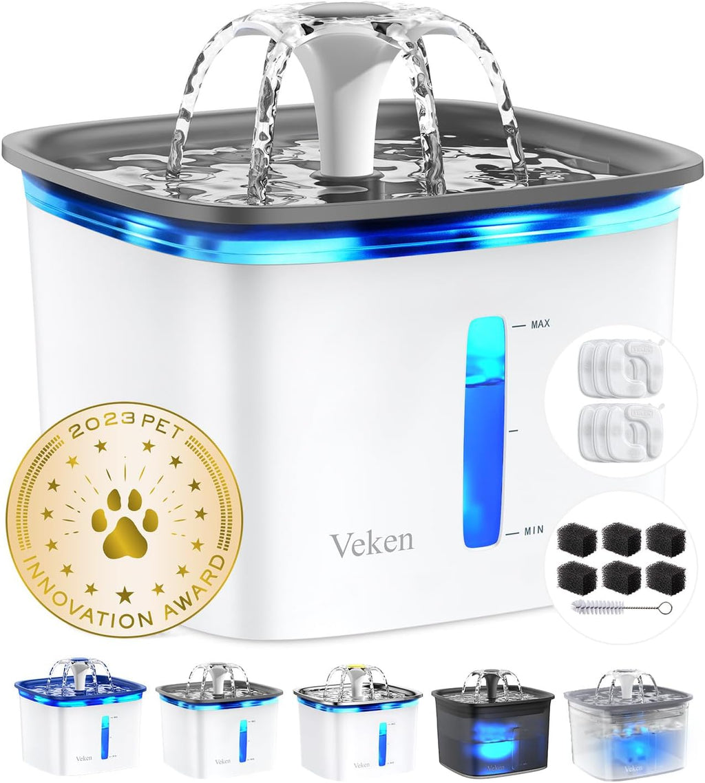 Innovation Award Winner Pet Fountain - 95oz/2.8L Automatic Cat Water Fountain and Dog Water Dispenser with Replacement Filters for Multiple Pets