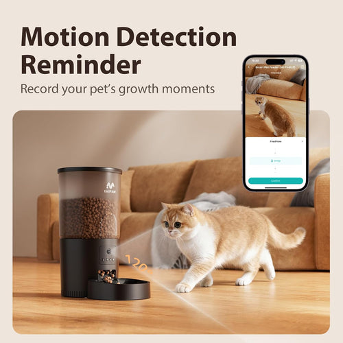 5L Smart Automatic Cat Feeder with AI Camera, Pet Recognition, Night Vision, 2.4GHz & 5GHz WiFi App Control, Two-Way Audio, Timed Feeding, Desiccant System for Small Pets