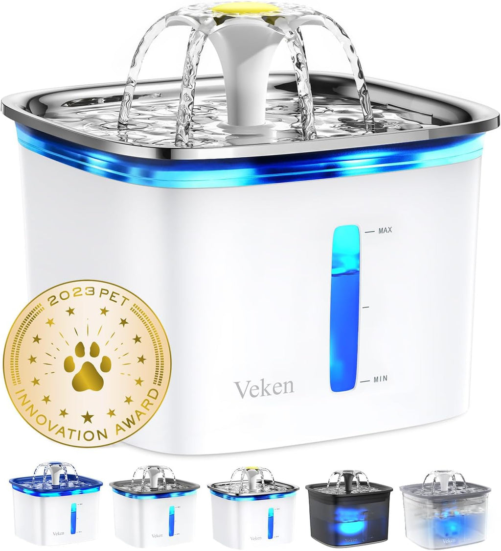 Innovation Award Winner Pet Fountain - 95oz/2.8L Automatic Cat Water Fountain and Dog Water Dispenser with Replacement Filters for Multiple Pets