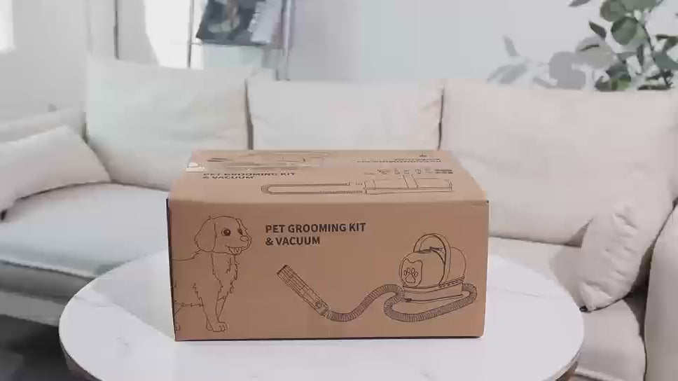 Pet Grooming Vacuum for Dogs & Cats, 6-in-1 Pet Hair Vacuum with Clipper, Nail Grinder, Paw Trimmer & Grooming Brush, Low-Noise Shedding Grooming Kit